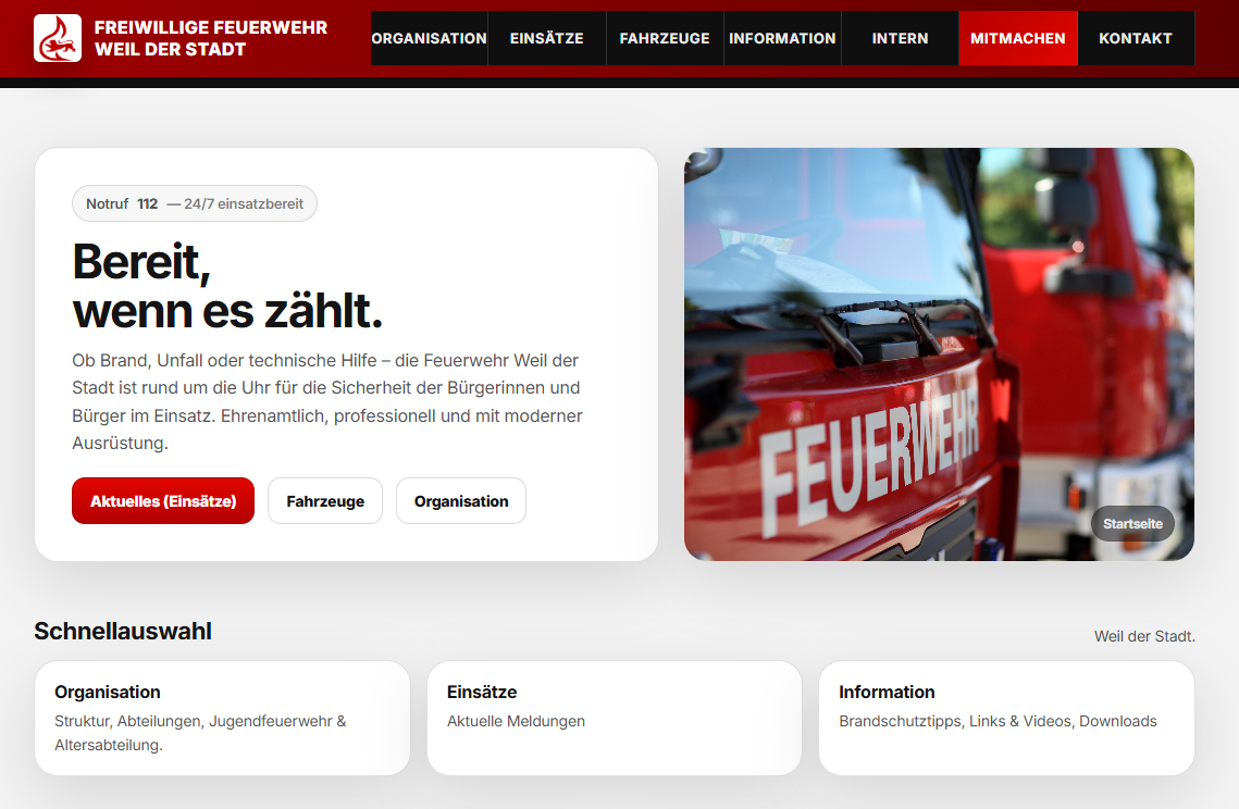 Screenshot: Freiwillige Feuerwehr
